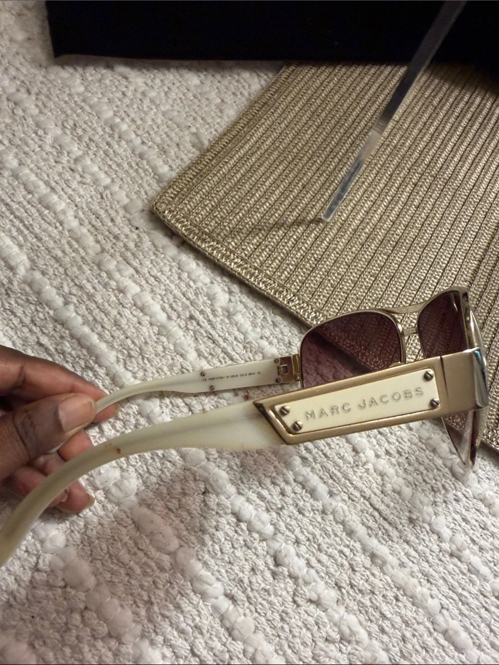 Marc Jacobs MJ125/S Aviator Sunglasses 65-14-120 Gold White Brown Gradient Lense